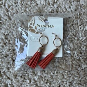 Pomina Dangle Earrings NWT in orange color